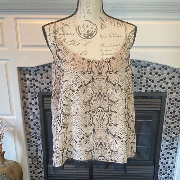 Rachel Zoe animal print with black lace bottom hem with adjustable straps, XL - Picture 1 of 9